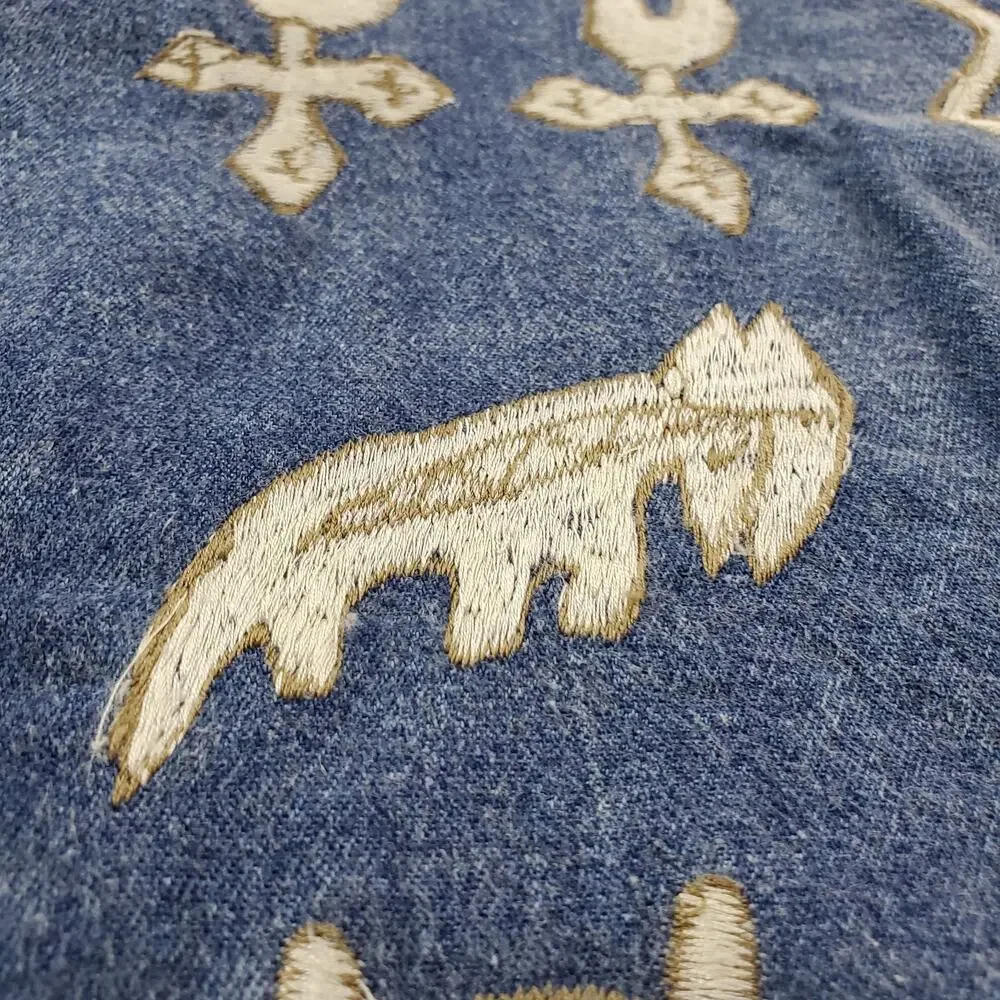 OO Designs 100% Cotton Western Style Vest Unisex Small Blue Denim Embroiled Rare - Picture 4 of 12